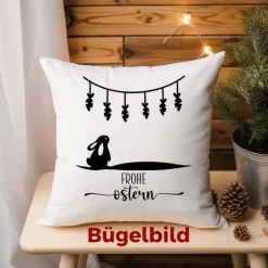 Bügelbild Frohe Ostern - mit Häschen / Osterhase / Bügelbilder Hase Ostermotiv/ Möhren - Osterei-