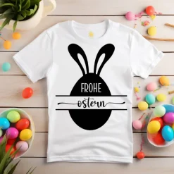 Bügelbild Frohe Ostern - mit Häschen / Osterhase / Bügelbilder Hase Ostermotiv/ Aufbügler Ostern - Osterei-