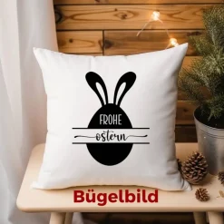 Bügelbild Frohe Ostern - mit Häschen / Osterhase / Bügelbilder Hase Ostermotiv/ Aufbügler Ostern - Osterei-