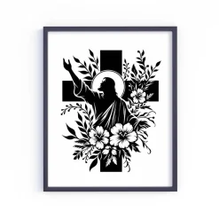 Bügelbild Jesus mit Kreuz  - Applikation zum aufbügeln - Aufbügler - christliches Bügelbild