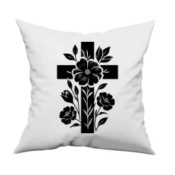 Bügelbild Kreuz mit Blumen  - Applikation zum aufbügeln - Aufbügler - christliches Bügelbild *