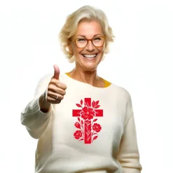 Bügelbild Kreuz mit Blumen  - Applikation zum aufbügeln - Aufbügler - christliches Bügelbild *