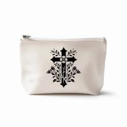 Bügelbild Kreuz und Blumen - Applikation zum aufbügeln - Aufbügler - christliches Bügelbild