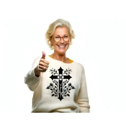 Bügelbild Kreuz und Blumen - Applikation zum aufbügeln - Aufbügler - christliches Bügelbild