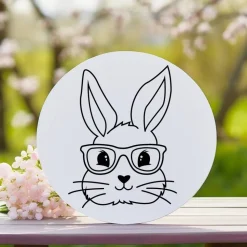 Bügelbild Osterhase in schwarz zum aufbügeln - Personalisierbares Bügelbild
