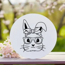 Bügelbild Osterhase Mädchen in schwarz zum aufbügeln - Personalisierbares Bügelbild