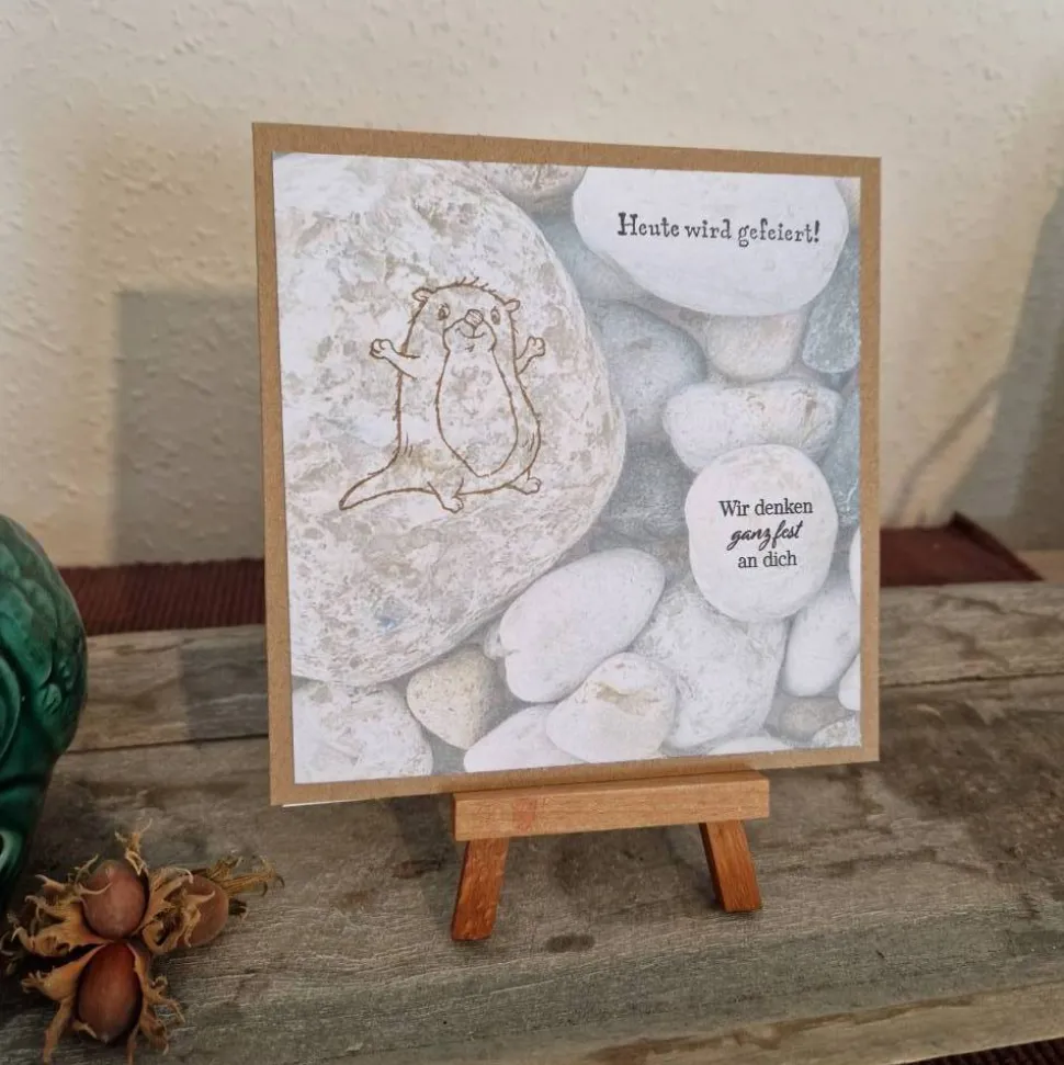 Biber  - Steine - Geburtstagskarte - Heute wird gefeiert