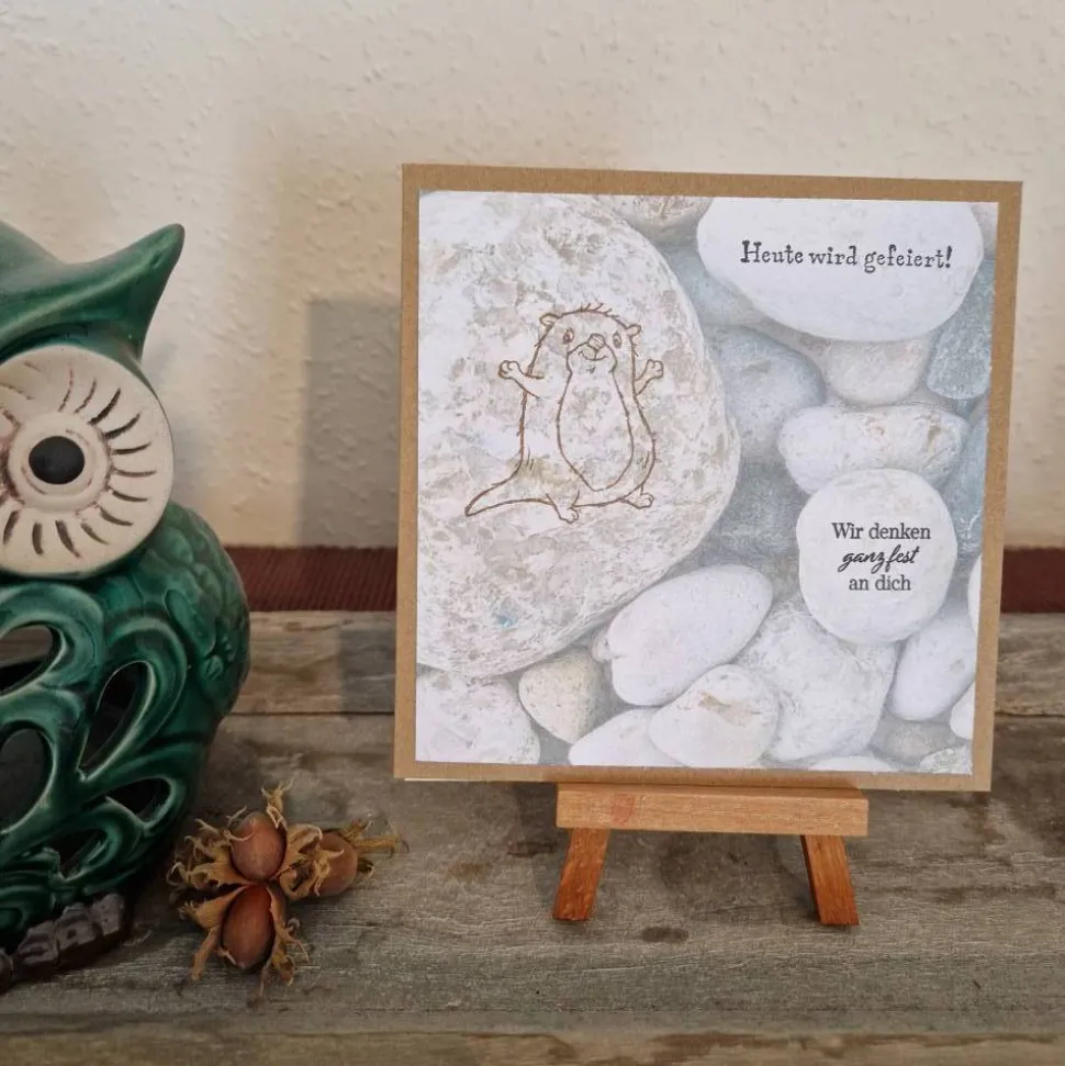 Biber  - Steine - Geburtstagskarte - Heute wird gefeiert