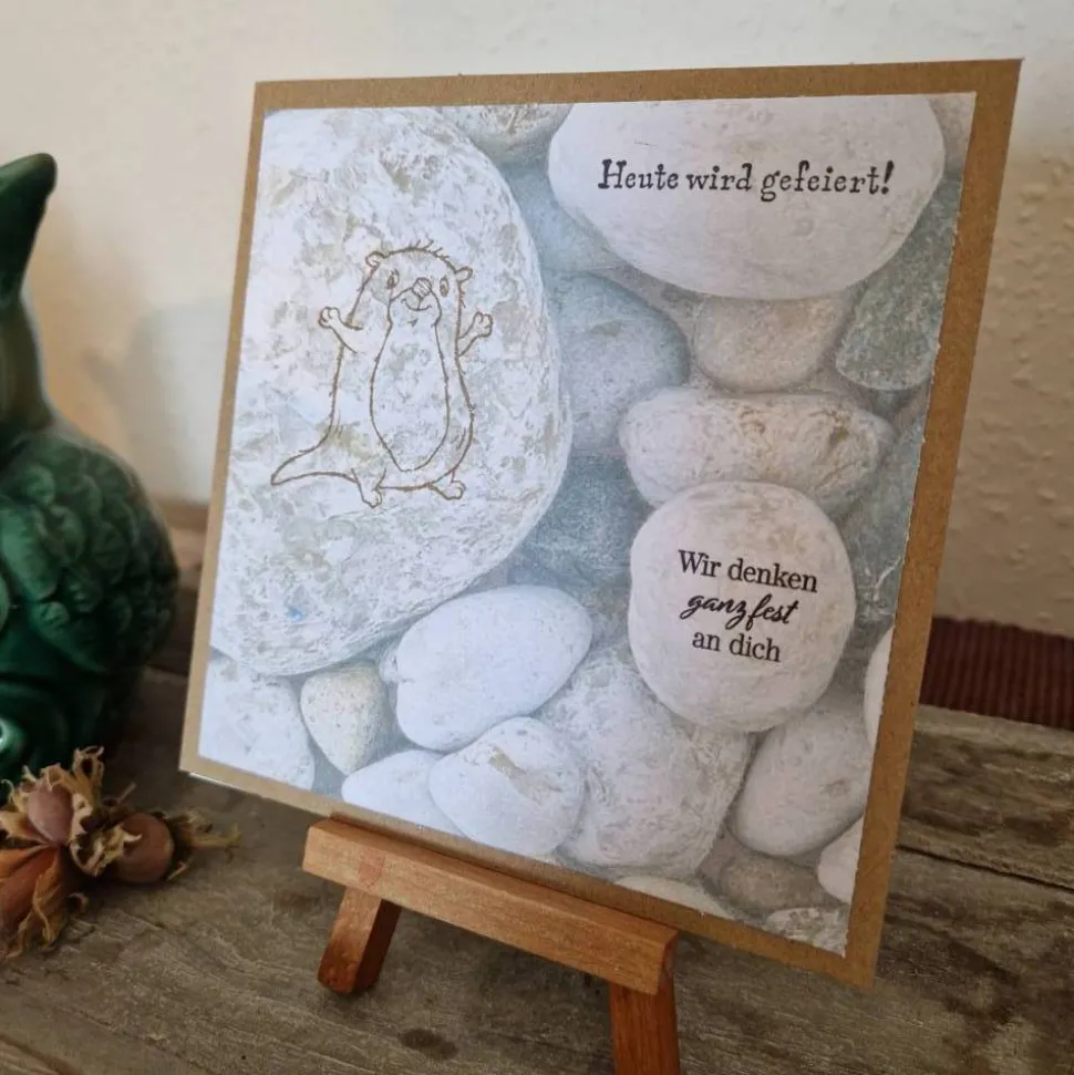 Biber  - Steine - Geburtstagskarte - Heute wird gefeiert
