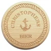 Bierglasdeckel Anker maritim Gravur Wunschname Buche - Trinkglasdeckel als Insektenschutz -  feine Holzgravur