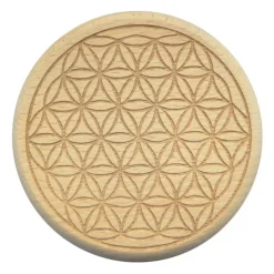 Bierglasdeckel Blume des Lebens - feine Gravur in Buche - Insektenschutz für Trinkgläser