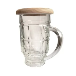 Bierglasdeckel Blume des Lebens - feine Gravur in Buche - Insektenschutz für Trinkgläser