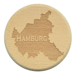 Bierglasdeckel Hamburg Gravur norddeutsch maritim - Gläserdeckel aus Buche - Geschenkidee für Hanseaten