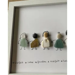 Bild mit Strandstenen, Steinbild, Vielfalt, Liebe, Frieden