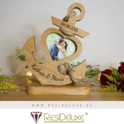 Bilderrahmen Anker Holz Hochzeit Personalisiert Gravur Geschenk Valentinstag Liebe Hochzeitstag Jahrestag Geschenke Foto