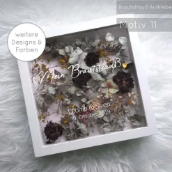 Bilderrahmen Weiß mit Schriftzug – Dein getrockneter Brautstrauß als personalisierte Hochzeitserinnerung