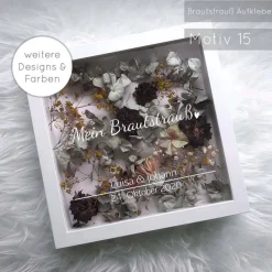 Bilderrahmen Weiß mit Schriftzug – Dein getrockneter Brautstrauß als personalisierte Hochzeitserinnerung