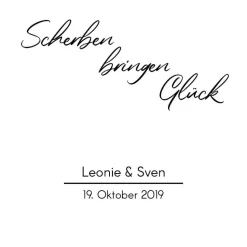 Bilderrahmen Weiß personalisierbar – Polterabend Scherben Aufkleber & Schriftzug – Geschenkidee