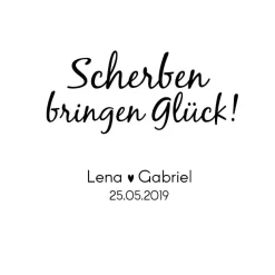 Bilderrahmen Weiß personalisierbar – Polterabend Scherben Aufkleber & Schriftzug – Geschenkidee