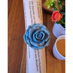 Blaue Rose Gutscheinhalter – Edle Verpackung für Geldgeschenke & Gutscheine mit Glitzer und Goldring