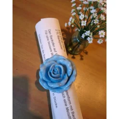 Blaue Rose Gutscheinhalter – Edle Verpackung für Geldgeschenke & Gutscheine mit Glitzer und Goldring