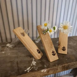 Blütenfreund Nordsee, Minivase Handarbeit aus Echtholz kleine Dekoration oder Geschenkidee für jeden Anlass