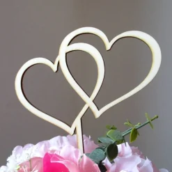 Blumen- / Tortenstecker "Double-Love" aus Holz, Caketopper, Tortentopper, Tortenfigur, Blumengesteck