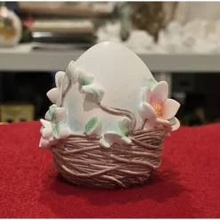 Blumen Osterei im Korb - Figur - Osterdekoration