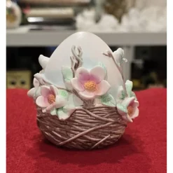 Blumen Osterei im Korb - Figur - Osterdekoration