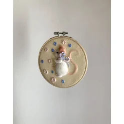 Blumenmäuschen, befilzter Stickrahmen, Filzbild, Kinderzimmerdekoration, Babyzimmer, gefilztes Mäuschen