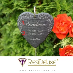 Blumenranke Schieferstecker Andenken Schiefer Trauergeschenk Grabschmuck Grabstecker Gravur Grabdeko Beerdigung
