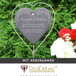 Blumenranke Schieferstecker Andenken Schiefer Trauergeschenk Grabschmuck Grabstecker Gravur Grabdeko Beerdigung