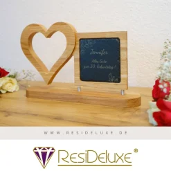 Blumenranken Holzherzen Gravur Hochzeitsgeschenk Geschenk Verlobung Jahrestag Herz Hochzeit Valentinstag Muttertag