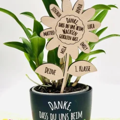 Blumenschild Danke, dass du MIR / UNS beim Wachsen geholfen hast - Abschiedsgeschenk Lehrer/in - Erzieher/in