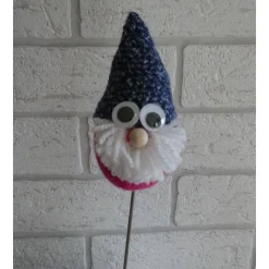 Blumenstecker / Pflanzenstecker Wichtel mit Kulleraugen - pink/blau