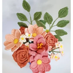 Blumenstrauß gehäkelt | Hochzeitsstrauß Rosa | Geburtstag Geschenkidee Hochzeitstag