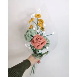 Blumenstrauß gehäkelt Rose | besonderes Geschenk Freunde | Hochzeitsstrauß mal anders