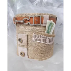 Blumentopf Übertopf Tischeimer Geldgeschenk  GARGO beige Jeans + echt Leder + Jute