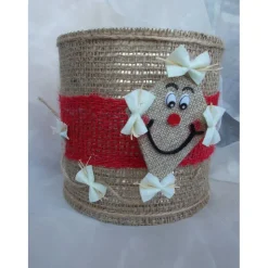 Blumentopf Übertopf Tischeimer Geldgeschenk  Happy Dragon Klemmdrache Jute rot beige