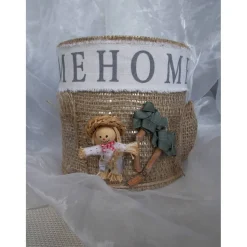 Blumentopf Übertopf Tischeimer Geldgeschenk  Happy Scarecrow HOME Jute beige