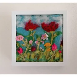 Blumenwiese gefilzt im Bilderrahmen