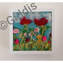 Blumenwiese gefilzt im Bilderrahmen