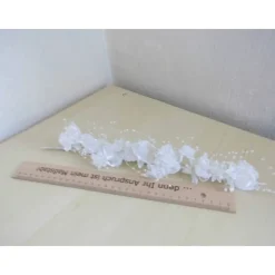 Blumenzweige ganz in Weiß mit Perlen – Hochzeitsdeko & Tischdeko, 37 cm, 2 Stück