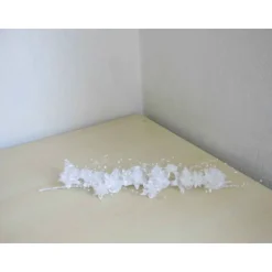 Blumenzweige ganz in Weiß mit Perlen – Hochzeitsdeko & Tischdeko, 37 cm, 2 Stück