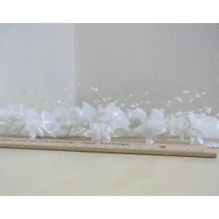 Blumenzweige ganz in Weiß mit Perlen – Hochzeitsdeko & Tischdeko, 37 cm, 2 Stück