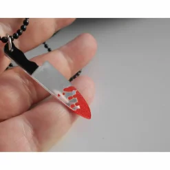 Blutiges Messer Statement Halskette Halloween – Acryl Anhänger in 3 Größen