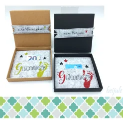 Box für Gutschein oder Geld zur Geburt, Farben individualisierbar