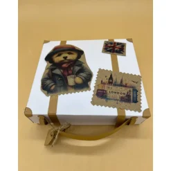 Bär mit Koffer im Koffer für Geldgeschenke zur Reise