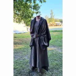 Braunes Unterkleid Leinen used look mit Borte, Wikinger, Cosplay, LARP, SCA, Toraxacum