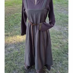 Braunes Unterkleid Leinen used look mit Borte, Wikinger, Cosplay, LARP, SCA, Toraxacum